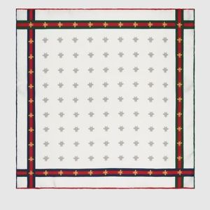 BEE PATTERN SILK POCKET SQUARE Gucci Authentic